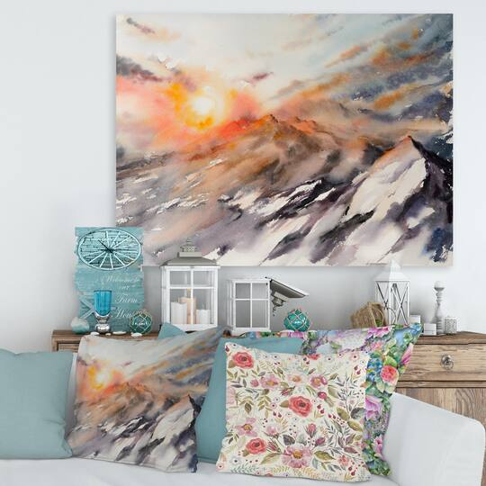 Designart - Majestic Sunset In The Mountains Landscape